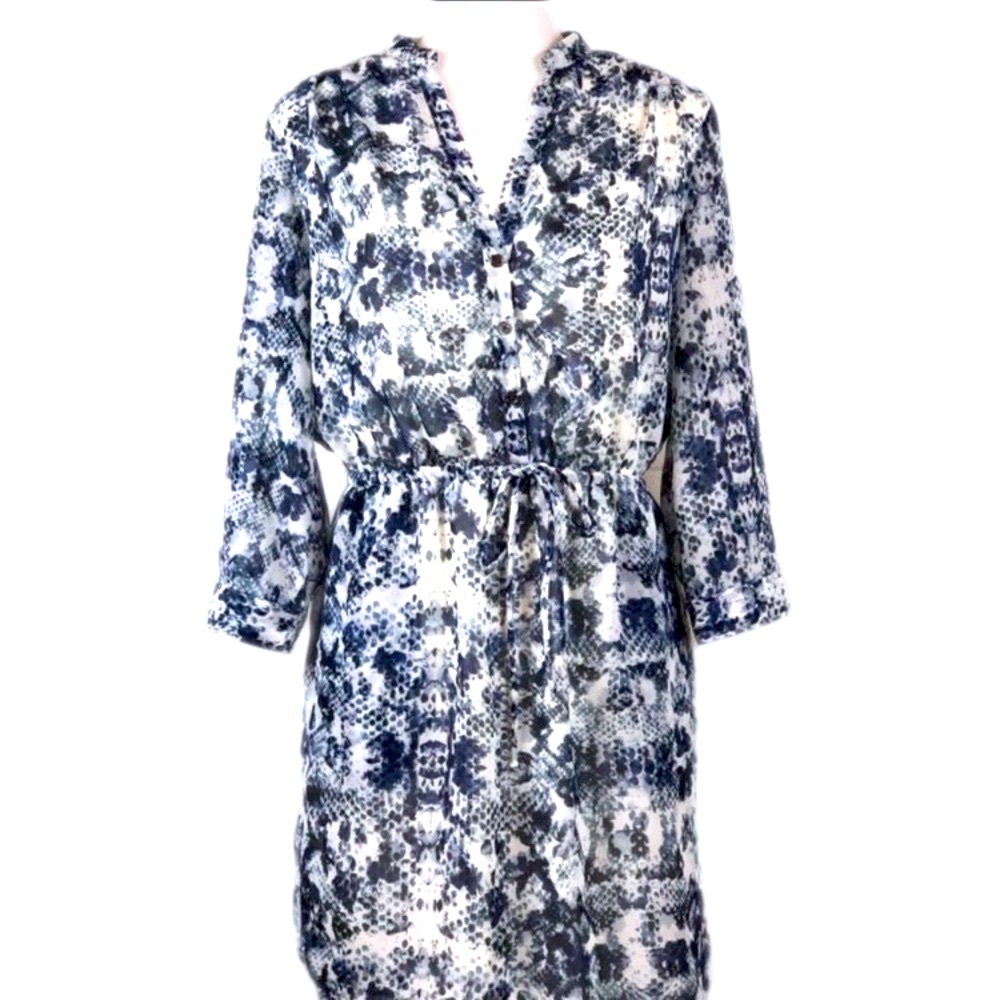 VINCE CAMUTO Snake Print V-neck Tie Front Shirt Dress size 6
